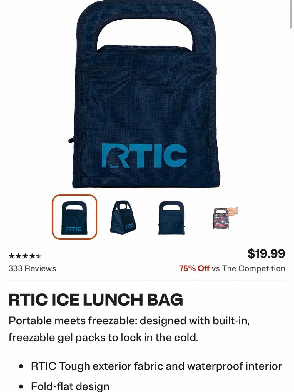 RTIC Navy Ice Lunch bag